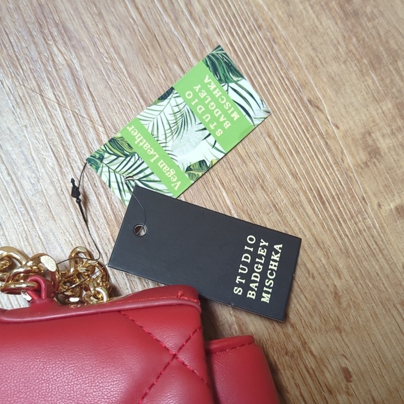 Badgley Mischka - Red Small Quilted Turnlock Crossbody Convertible Hand NWT - Picture 8 of 9